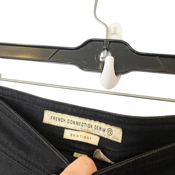 French Connection Denim 72 Women Skin Tight Jeans Side Zipper Black Grunge‎ Goth - Picture 7 of 9